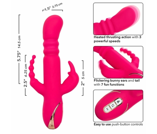 CalExotics Jack Rabbit Signature Heated Silicone Triple Fantasy Pink