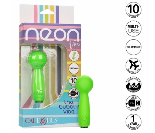 CalExotics Neon Vibes The Bubbly Vibe Mini Massager Green 10 Modes