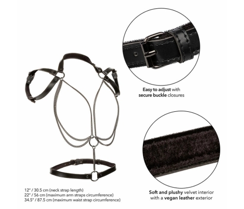 CalExotics Euphoria Multi-Chain Halter Harness Premium, Adjustable Vegan Leather