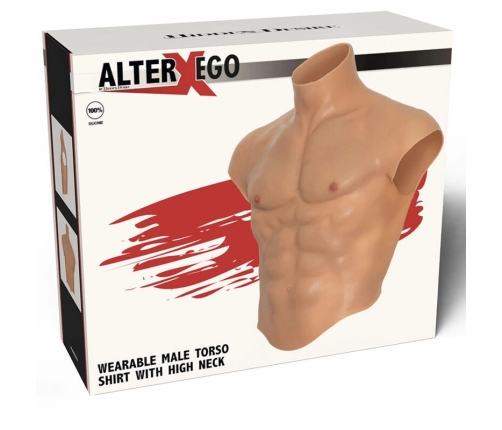 HIDDEN DESIRE ALTER EGO Silicone Male Torso Shirt with Abs, Flesh, S-L
