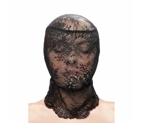 NS Novelties Fetish & Fashion Lace Hood Black - Stretch Polyester Mask