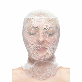 NS Novelties Fetish & Fashion Lace Hood White - Breathable One-Size Mask