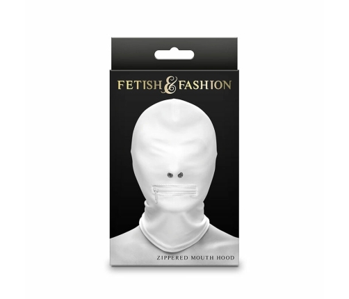 NS Novelties Fetish & Fashion Nylon Hood White with Zippered Mouth Opening