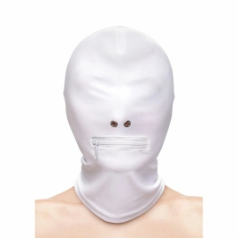 NS Novelties Fetish & Fashion Nylon Hood White with Zippered Mouth Opening