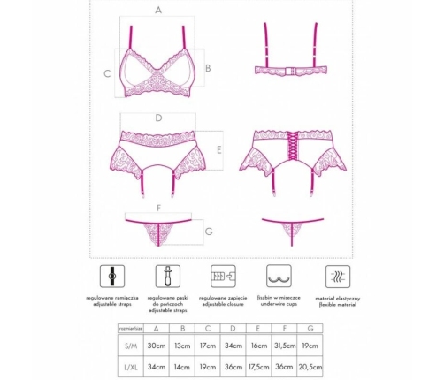 LivCo Corsetti NAHIR LC 20214 Burgundy Satin Lingerie Set S/M