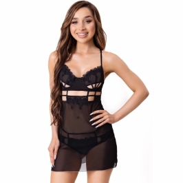 Livco Corsetti Maia 20247 Elegant Black Babydoll Set L/XL