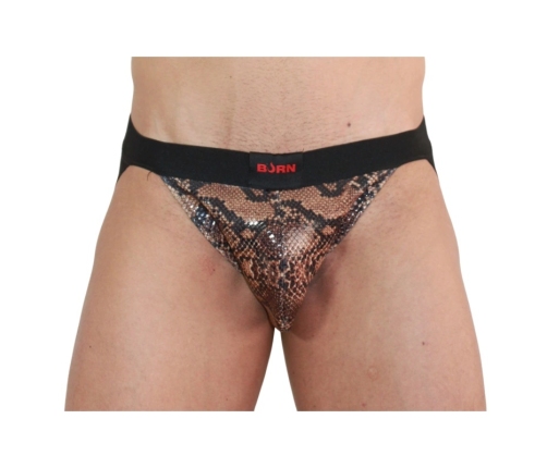 BURN JOCK SNAKE Black M - Premium Mesh Jockstrap with Shiny Accents