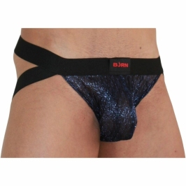 BURN Jockstrap Shiny Blue/Black M - Modern Breathable Design