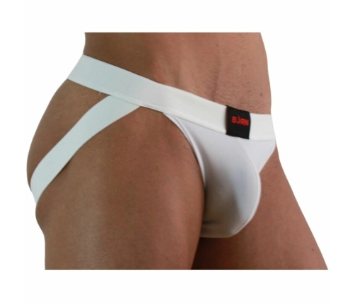 BURN Jock Lycra White L - Premium Breathable Athletic Supporter