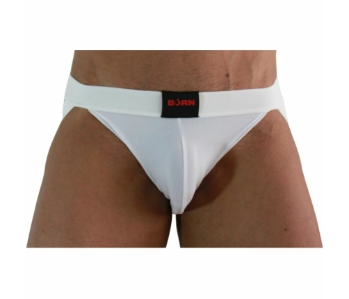 BURN Jock Lycra White L - Premium Breathable Athletic Supporter