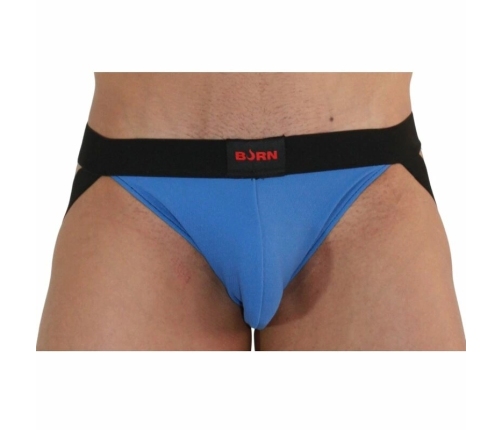 BURN Jockstrap Model 008 Blue/Black - Breathable Comfort, Size M