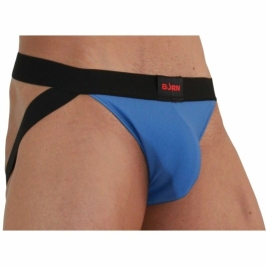 BURN Jockstrap Blue/Black L - Stylish Breathable Athletic Underwear