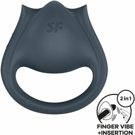 SATISFYER - PERFECT PAIR 2 MULTIVIBRADOR 2 EN 1 ANILLO PARA PENE & ESTIMULADOR DE DEDO GRIS SATISFYER - PERFECT PAIR 2 MULTIVIBRADOR 2 EN 1 ANILLO PARA PENE & ESTIMULADOR DE DEDO GRIS