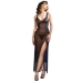Chilirose CR 4723 Elegant Long Lace Nightdress & Thong Set Black L