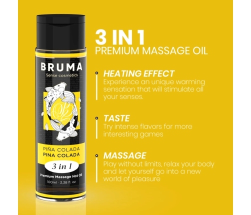 BRUMA Premium 3-in-1 Massage Oil Pina Colada Scent 100ml Vegan Formula