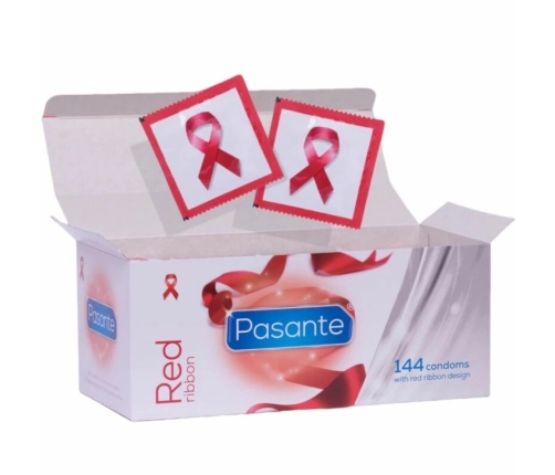 Pasante Red Ribbon 144-Pack - Natural Fit, Vegan, CE Certified Condoms