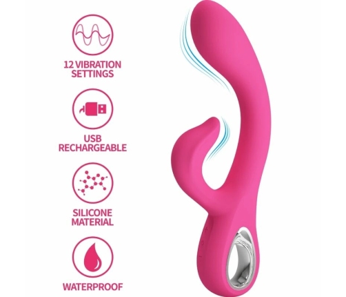 Pretty Love Fritz Pink Dual-Action Intimate Device 12 Modes Silicone