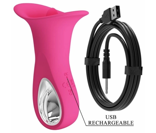 Pretty Love Clyde Pink Vibrating Tongue Model, 12 Modes, USB, Silicone