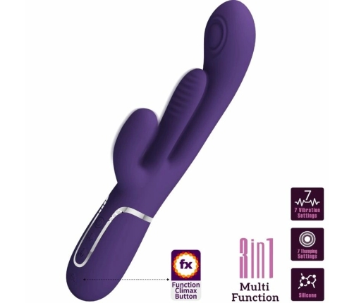 Pretty Love Shania Triple System Intimate Vibrator Purple Silicone USB
