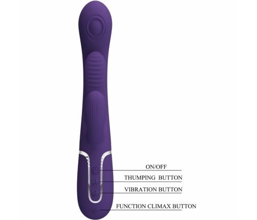 Pretty Love Shania Triple System Intimate Vibrator Purple Silicone USB