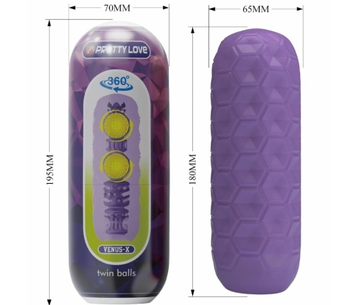 Pretty Love Twin Ball Intimate Machine Purple TPR Waterproof 19.5cm