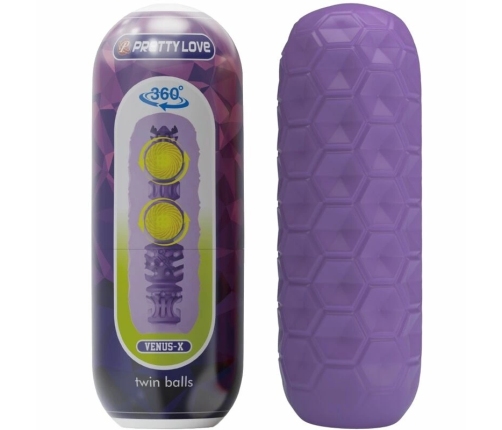Pretty Love Twin Ball Intimate Machine Purple TPR Waterproof 19.5cm
