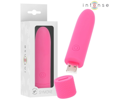 INTENSE SYMONE USB Mini Vibrating Device Pink 8 Modes 10cm x 2.2cm