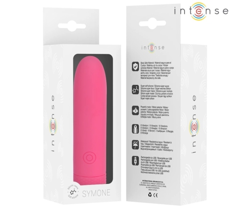 INTENSE SYMONE USB Mini Vibrating Device Pink 8 Modes 10cm x 2.2cm
