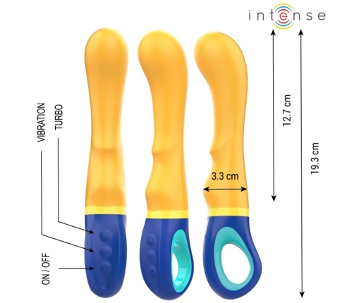 INTENSE Shaggy Yellow Curved G-Spot Vibrator Ergonomic Silicone Design