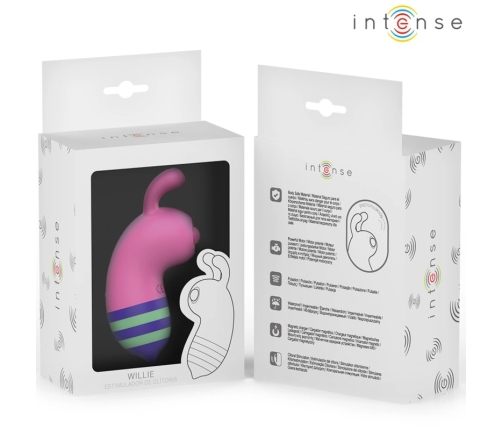 INTENSE Willie Bee-Shaped Pulsating Tongue Device, Pink-Green, USB, IPX7