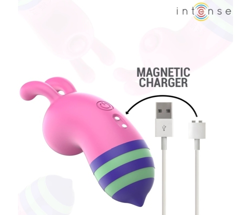 INTENSE Willie Bee-Shaped Pulsating Tongue Device, Pink-Green, USB, IPX7