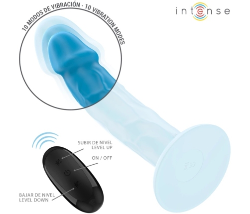 INTENSE - PHOEBE VIBRADOR REALÍSTICO 10 VIBRACIONES AZUL CONTROL REMOTO