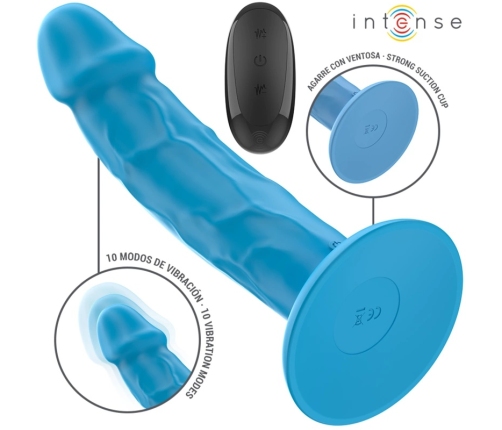 INTENSE - PHOEBE VIBRADOR REALÍSTICO 10 VIBRACIONES AZUL CONTROL REMOTO