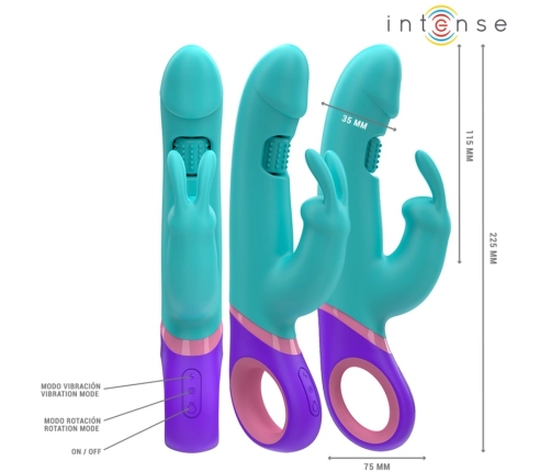 INTENSE Monica Blue Dual-Action Vibrator with Rotating Stimulation, 22.5cm