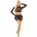 Leg Avenue Shiny Mesh Crop Top & Mini Skirt Set Black, Two-Piece Outfit