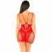 Leg Avenue Mesh Mini Dress Red - Adjustable Strap Bodycon Design