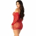 Leg Avenue Mesh Mini Dress Red Off-Shoulder Long Sleeve Model 5739