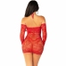 Leg Avenue Mesh Mini Dress Red Off-Shoulder Long Sleeve Model 5739