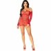 Leg Avenue Mesh Mini Dress Red Off-Shoulder Long Sleeve Model 5739