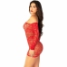 Leg Avenue Mesh Mini Dress Red Off-Shoulder Long Sleeve Model 5739