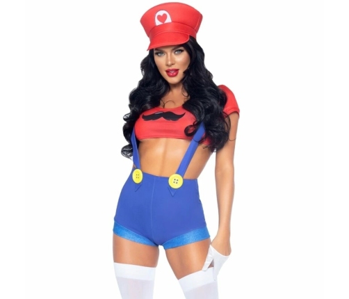 Leg Avenue Costume Mario Bros Red/Blue S - Playful Crop Top & Shorts Set