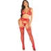 Leg Avenue Red Fishnet Bra, Thong & Stockings Set One Size