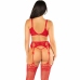 Leg Avenue Red Fishnet Bra, Thong & Stockings Set One Size