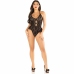 Leg Avenue Black Bodysuit with Bow & Ruffle Accents, One Size