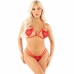 Leg Avenue Heart-Accented Open Cup Bra & Thong Set Red One Size