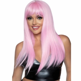 Leg Avenue Long Straight Bang Wig Pink - Adjustable Fashion Model
