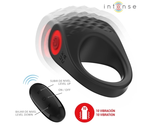 INTENSE Clover Black Vibrating Ring with Remote, 10 Modes, Rechargeable