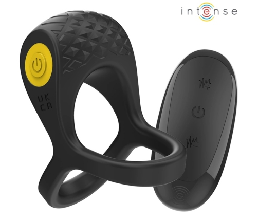 INTENSE Alex Black Dual Vibrating Ring with 10 Modes & Remote Control