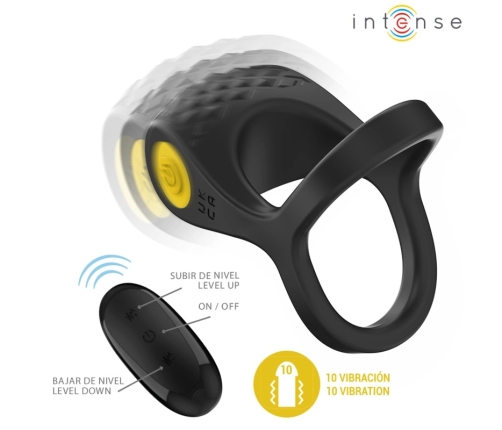 INTENSE Alex Black Dual Vibrating Ring with 10 Modes & Remote Control