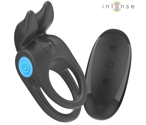 INTENSE SAM Double Vibrating Ring Black 10-Mode Rechargeable USB